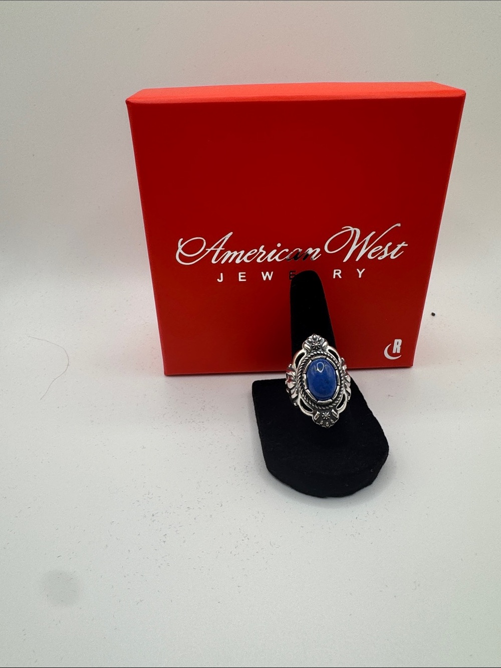 American West Silver Ring with Lapis-Blue Oval Stone